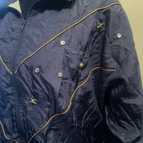 Vintage Summit Place Silver & Gold Stars Blue Jacket Size XL - Picture 3 of 12